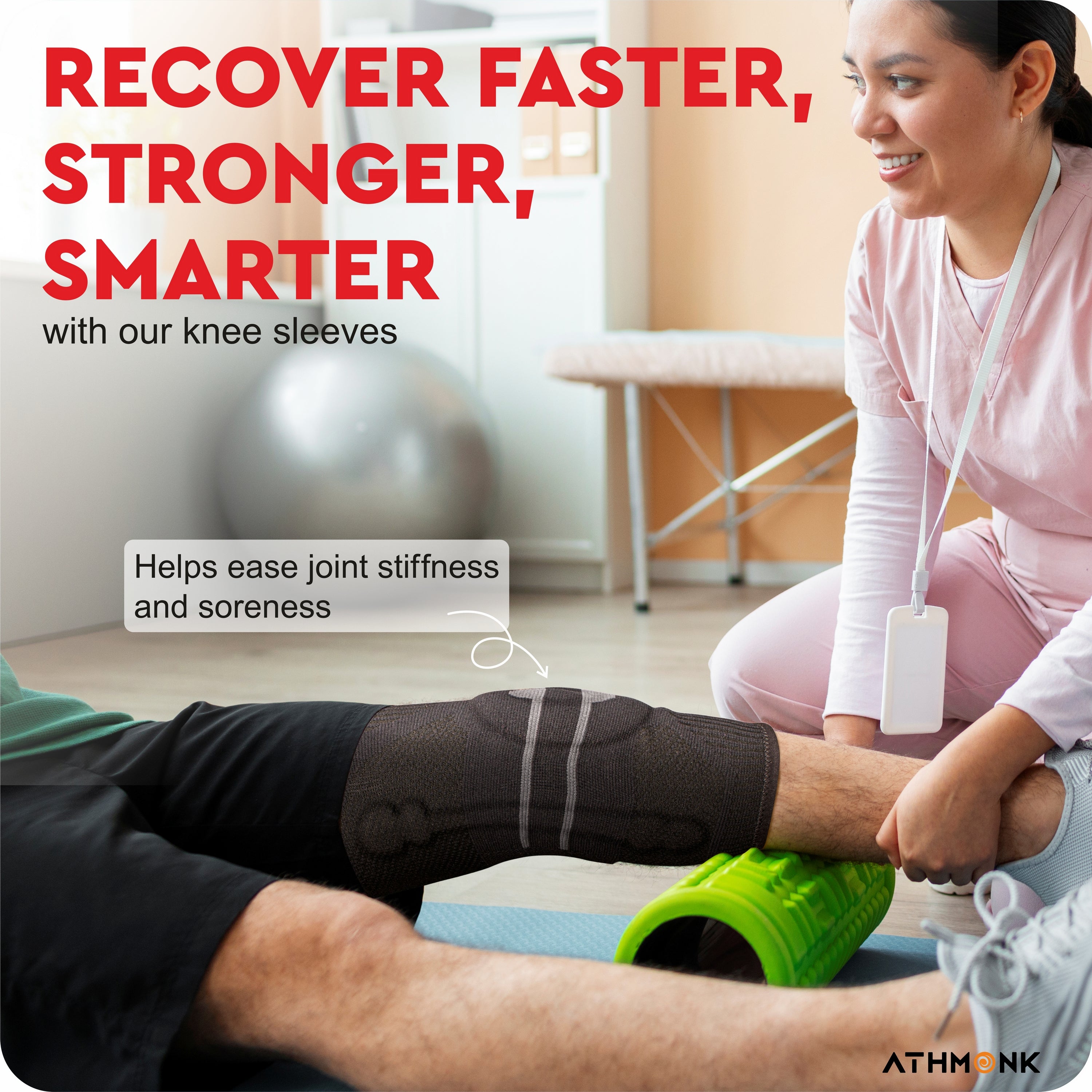 Athmonk 3D Patella Silicone Gel Pad Compression Knee Caps Supporter For Women & Men Charcoal Black